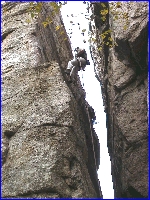 rapelling down